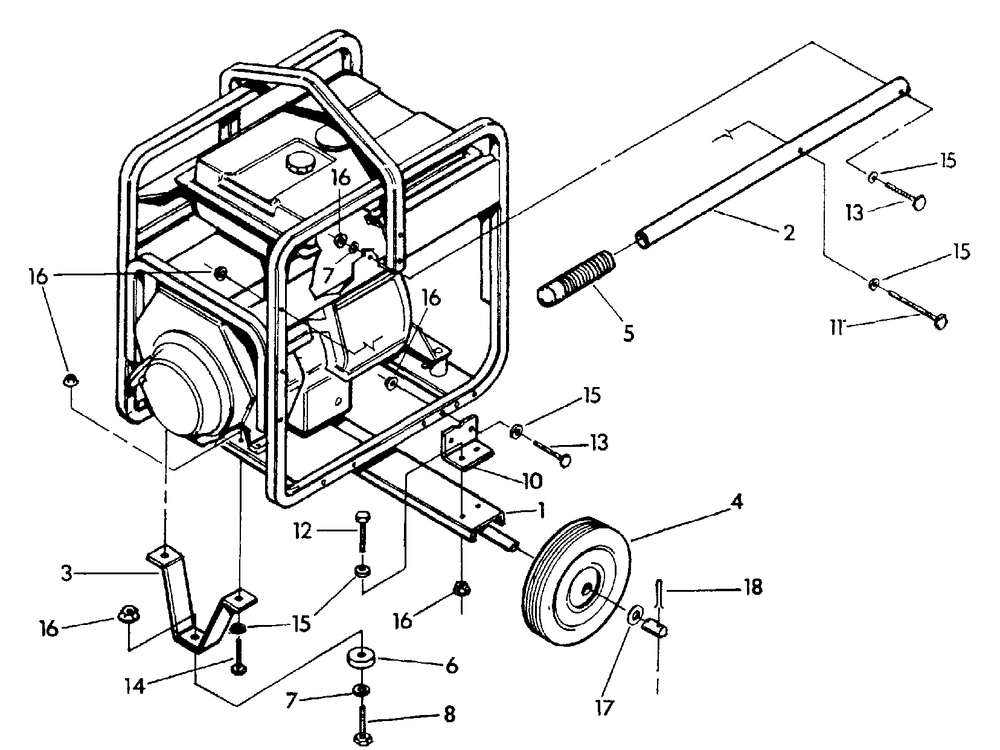 Wheel Kit (10/95) Diagram and Parts List for 9288-2-R-8000  Briggs and Stratton Generator